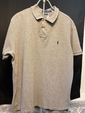 Polo by Ralph Lauren Men's Speckled Gray Polo with Embroidered Pony